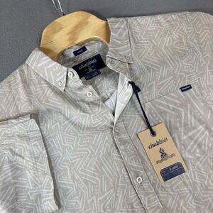 Chubbies Friday Button Down Shirt Mens XL Beige Resort Weave Short Sleeve